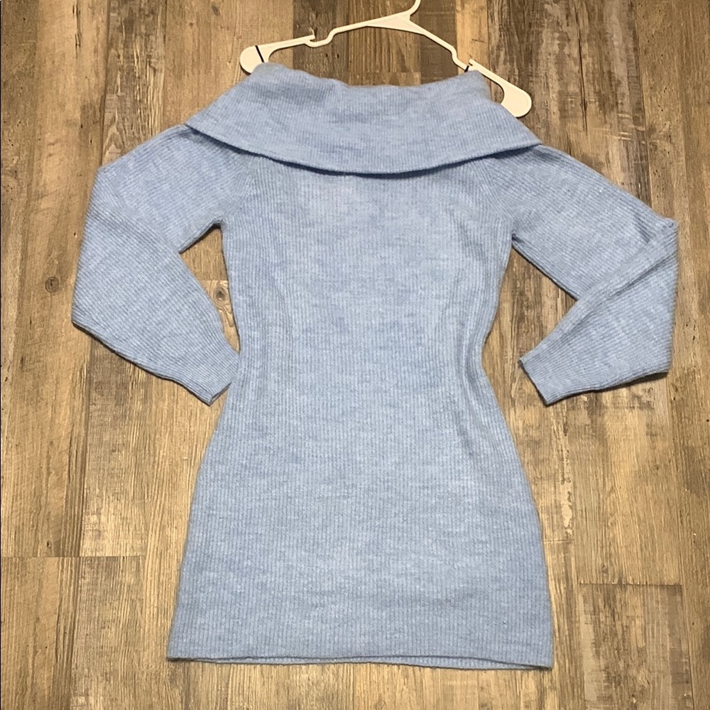 5/$25 Blue Off-Shoulder Sweater dress